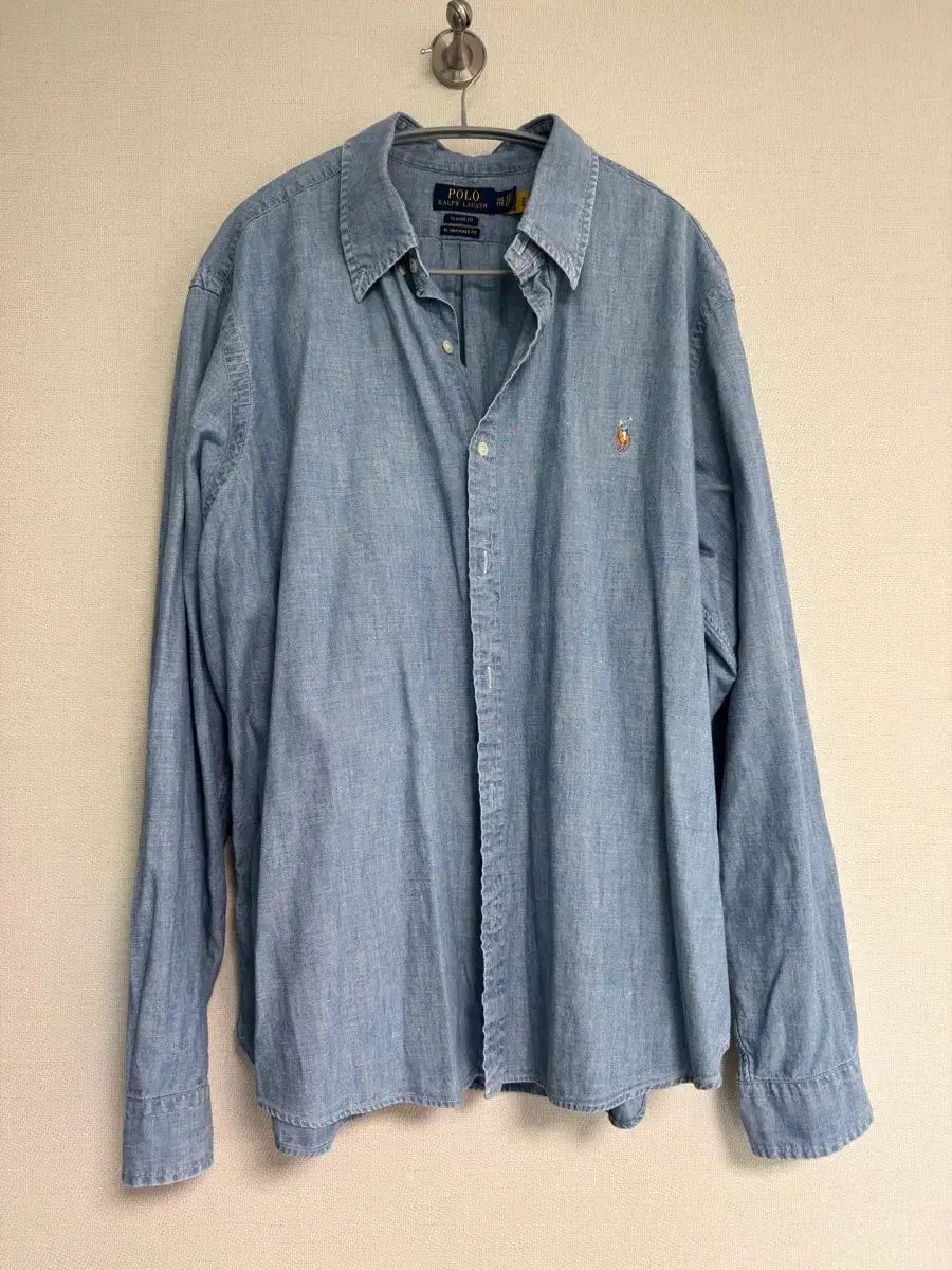 XXL ポロラルフローレン クラシックフィット シャンブレーシャツ ブルー