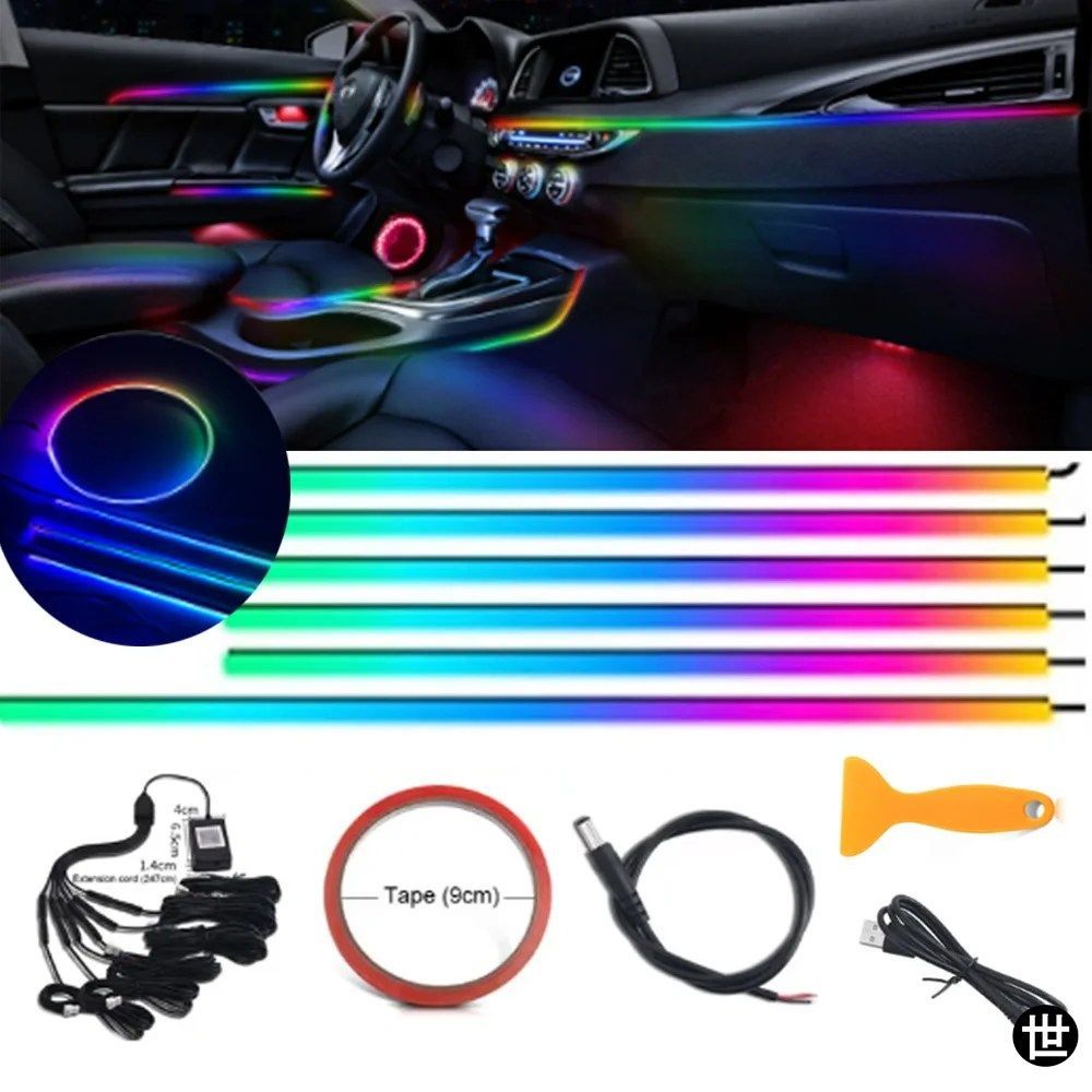 2/5 IN 1 飾アンビエントライト LED RGB レインボーシンフォニー 213色アクリルストリップ 光ファイバー 車内ムードランプ