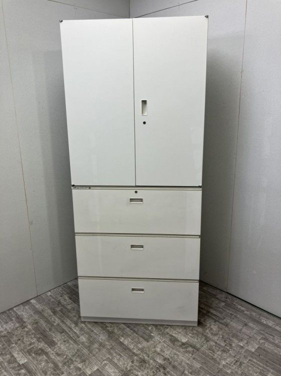 【中古品】イトーキ シンラインシリーズ 3段ラテラル・両開き上下書庫 HTM-109HSS-W9/HTM-109AAS-W9 ホワイト 37,700円