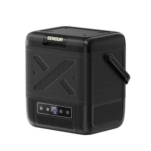 【新品】【±1℃均一冷却・フラット庫内】EENOUR 車載冷蔵庫 C20 20L -20℃?20℃ バッテリー内蔵可能 コンプレッサー式 サブ冷蔵庫 4WAY電源対応 AC100V DC12V/24V ポータブル冷蔵庫 電池 コードレス式 急速冷凍 小型 軽量