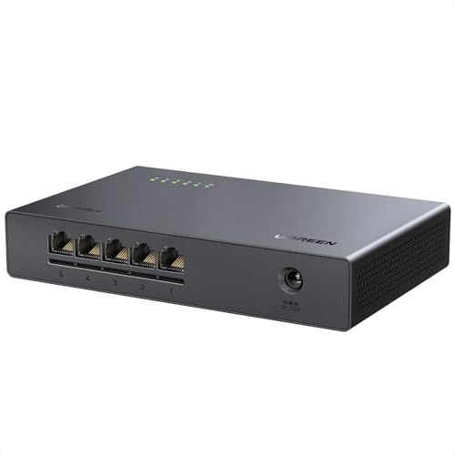 【新品】UGREEN スイッチングハブ 2.5Gbps 5ポート Giga対応 10/100/1000/2500Mbps ギガビット lanケーブル ハブ lan 分配器 壁掛け対応 プラグ＆プレイ 高速 省電力 ファンレス静音設計