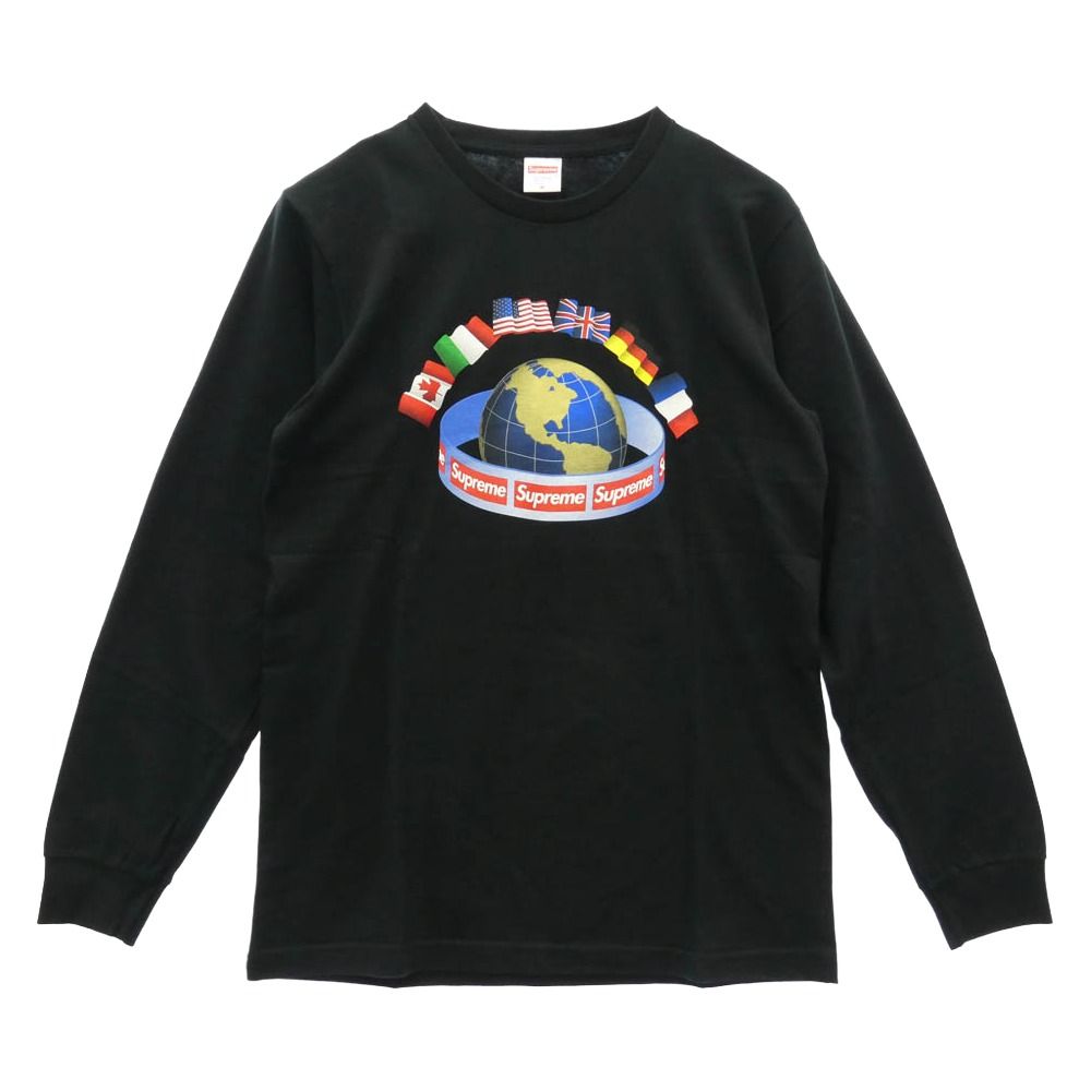 Supreme シュプリーム 15AW Worldwide L/S Tee ワールド ワイド ロングスリーブカットソー ロンT ブラック系 M【極上美品】【中古】
