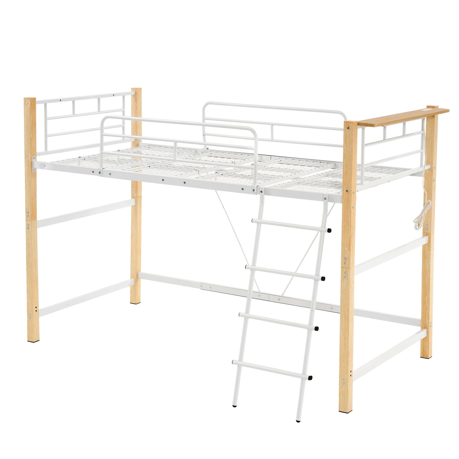 【高さ130cm】ロフトベッド パイプベッド シングル 耐荷重150kg 高さ130cm システムベッド ロータイプ ミドルタイプ 棚 収納 北欧風 大人 一人暮らし 送料無料 スチール 耐震 ベッド 子供部屋 　ホワイト