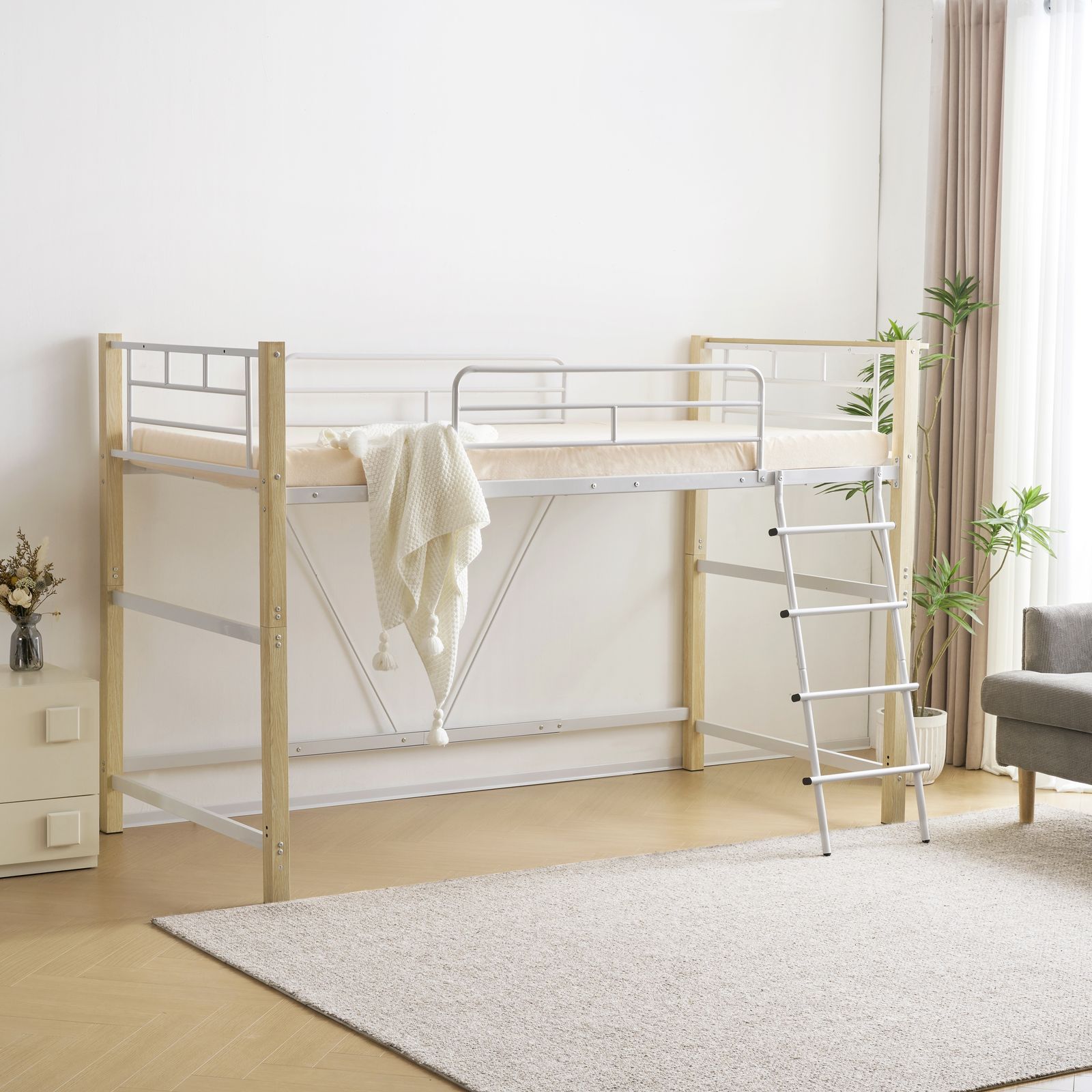 高さ130cm】ロフトベッド パイプベッド シングル 耐荷重150kg 高さ 