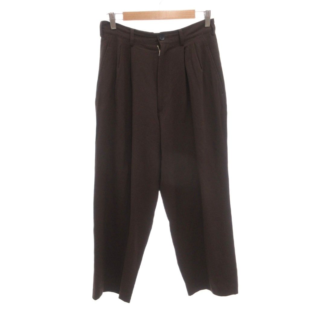 ヨウジヤマモト YOHJI YAMAMOTO パンツ スラックス ワイド タック ウール SS 茶 ブラウン /FF ■ECD005