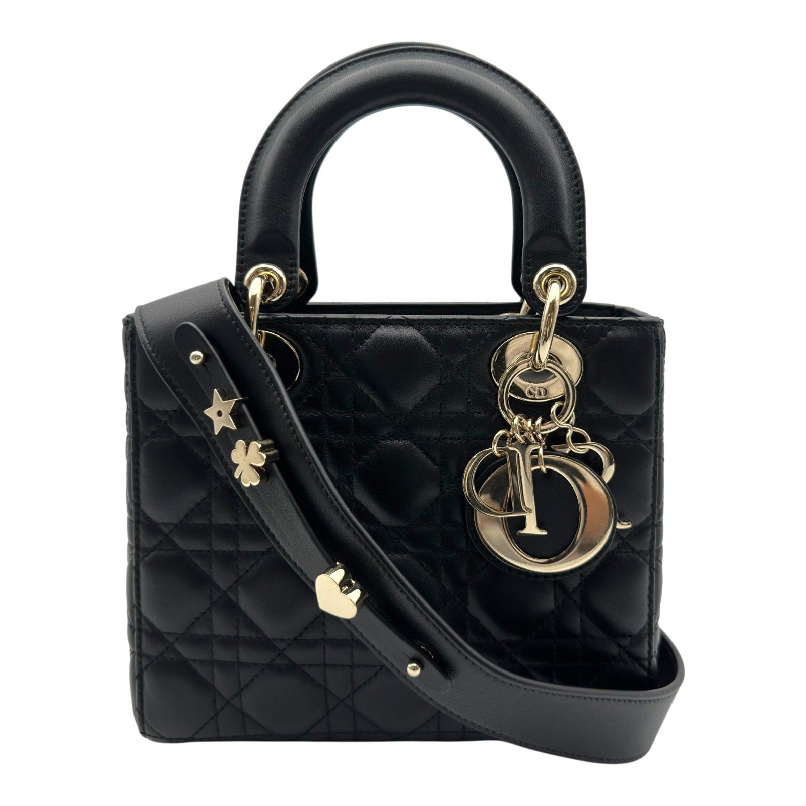 クリスチャン・ディオール Christian Dior レディディオールスモール M05380NGE ブラック ゴールド金具 カナージュラム レディース ハンドバッグ