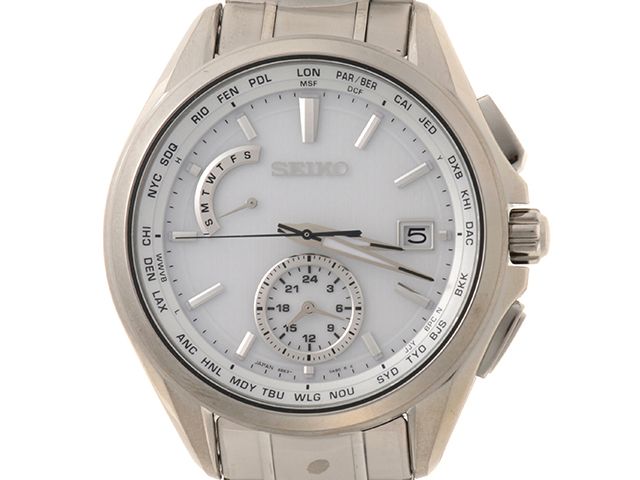 SEIKO セイコー ブライツ TI SAGA283 腕時計 チタン ホワイト文字盤 ソーラー電波時計 メンズ【中古】472