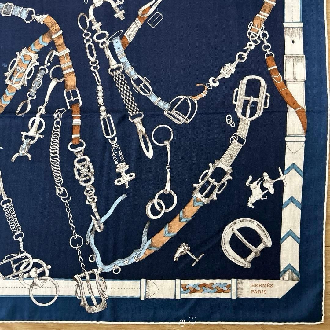 HERMES エルメス カレジェアン140 シュヴォーデシェネ カシシル マリン 