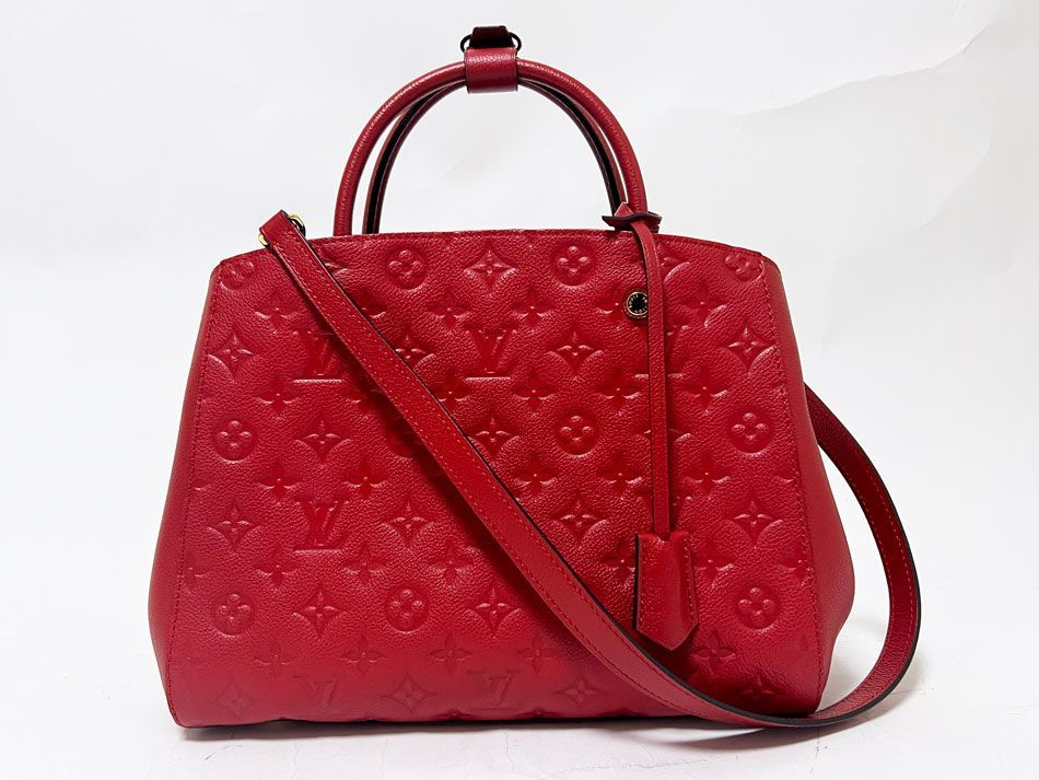 LOUIS VUITTON ルイヴィトン アンプラント モンテーニュMM ハンドバッグ ストラップ付き 2WAYバッグ ショルダーバッグ スリーズ レッド M41194 美品