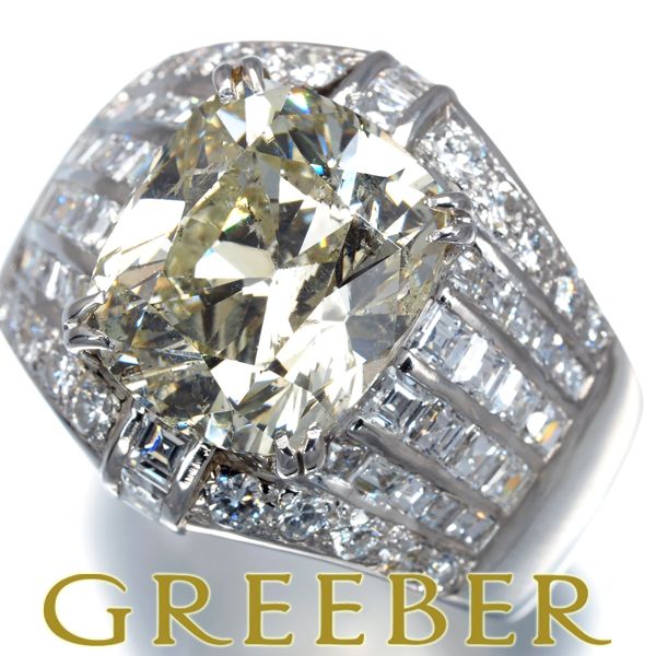 ダイヤ ダイヤモンド 8.601ct N I1/1.68ct/0.33ct クッションカット リング Pt900 鑑定書 #193271