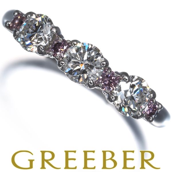 クリア&ピンク ダイヤ ダイヤモンド 0.141ct/0.944ct リング Pt900 ソーティング #194059