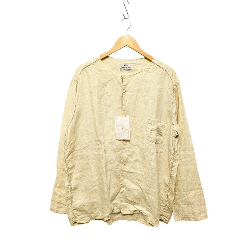 kaval カヴァル blanket stitched no collar shirt ブランケットステッチノーカラーシャツ ベージュ系 リネン 麻 サイズ 661312