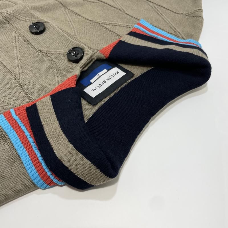 中古】MAISON SPECIAL ポロシャツ レイヤードライン襟 ブラウン サイズ 