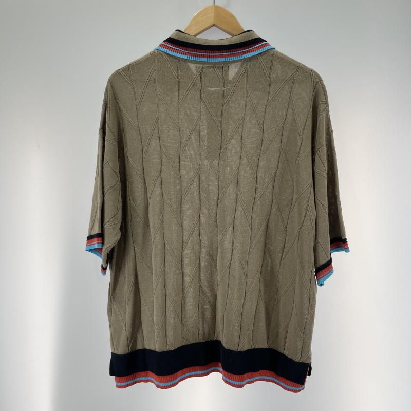 中古】MAISON SPECIAL ポロシャツ レイヤードライン襟 ブラウン サイズ 