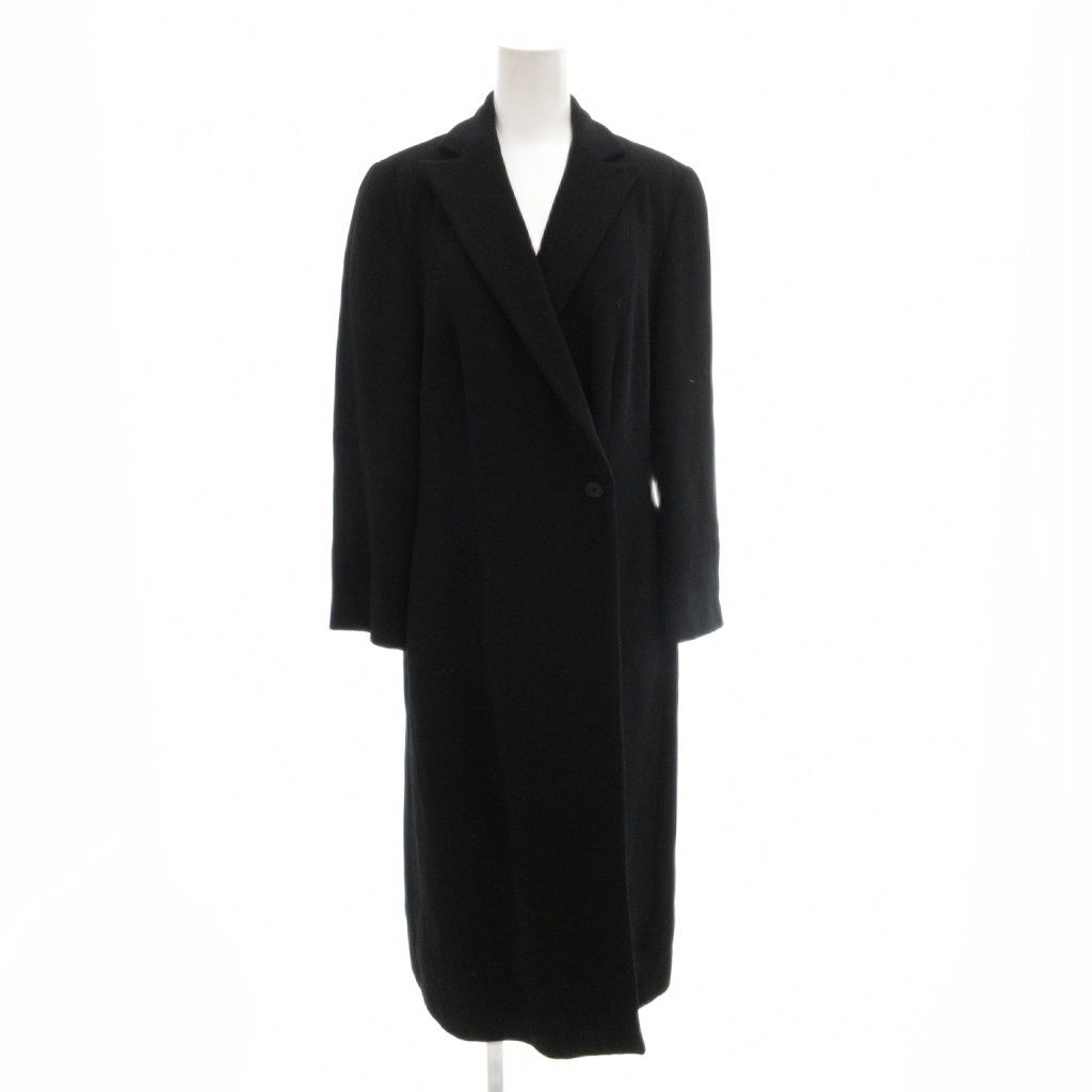 ジョルジオアルマーニ GIORGIO ARMANI Cappotto Donna チェスターコート ロング ダブルブレスト イタリア製 70 黒 ブラック /GV ■ECD005