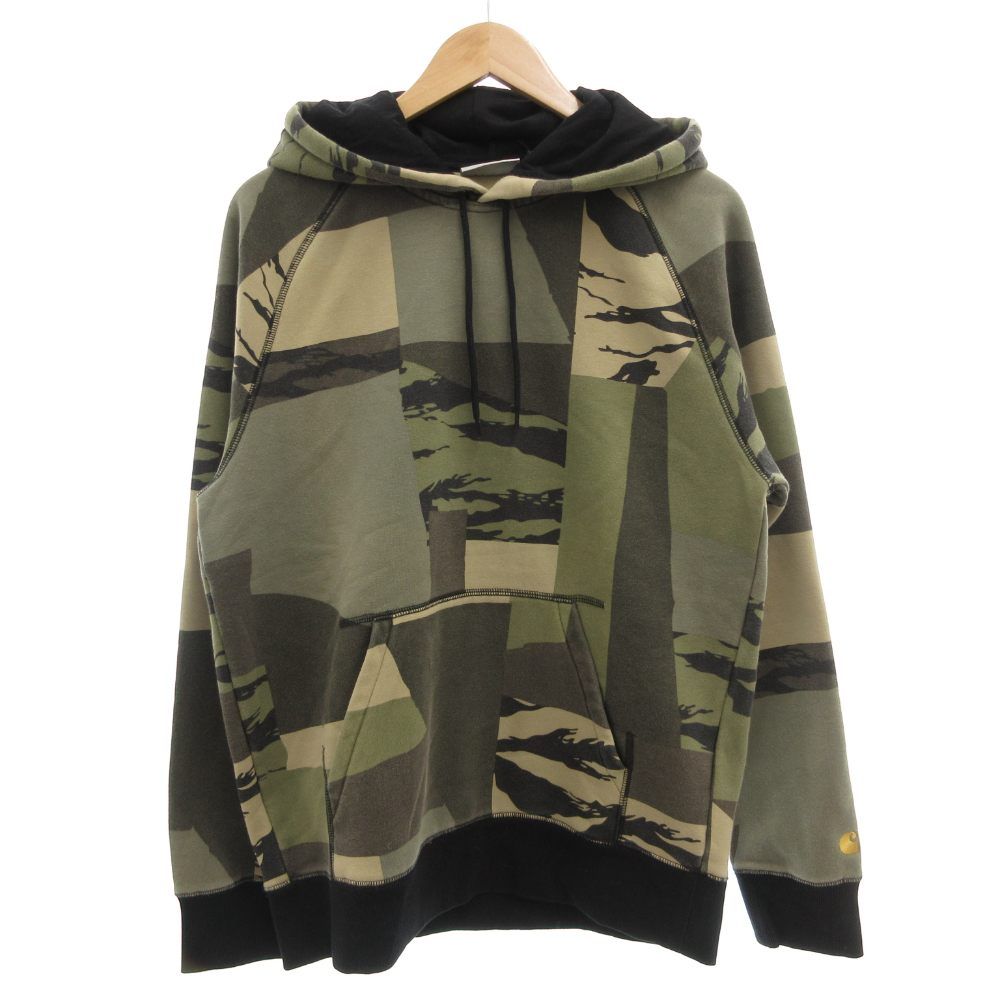 カーハート carhartt タグ付き フーディ チェイス スウェット HOODED CHASE SWEAT パーカー プルオーバー 迷彩柄 裏起毛 M カーキ I026384 /GV ■ECD005