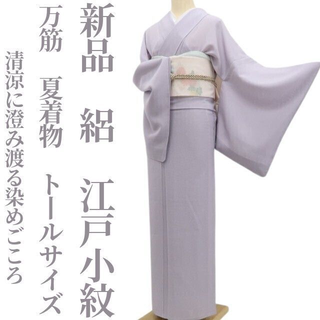 【新品・夏江戸小紋】絽 万筋 夏着物 正絹 仕付け糸付 トールサイズ tomihisa“語り継がれる小紋の王道…清涼に澄み渡る染めごころ”6090