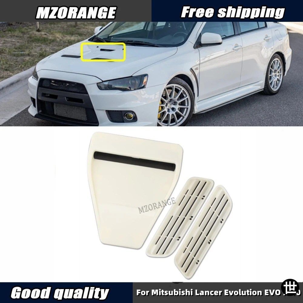 三菱ランサーエボリューションEVO X 10用エアベントインテークダクトカバーダイレクトフードスクープボンネット6個セットカーアクセサリー