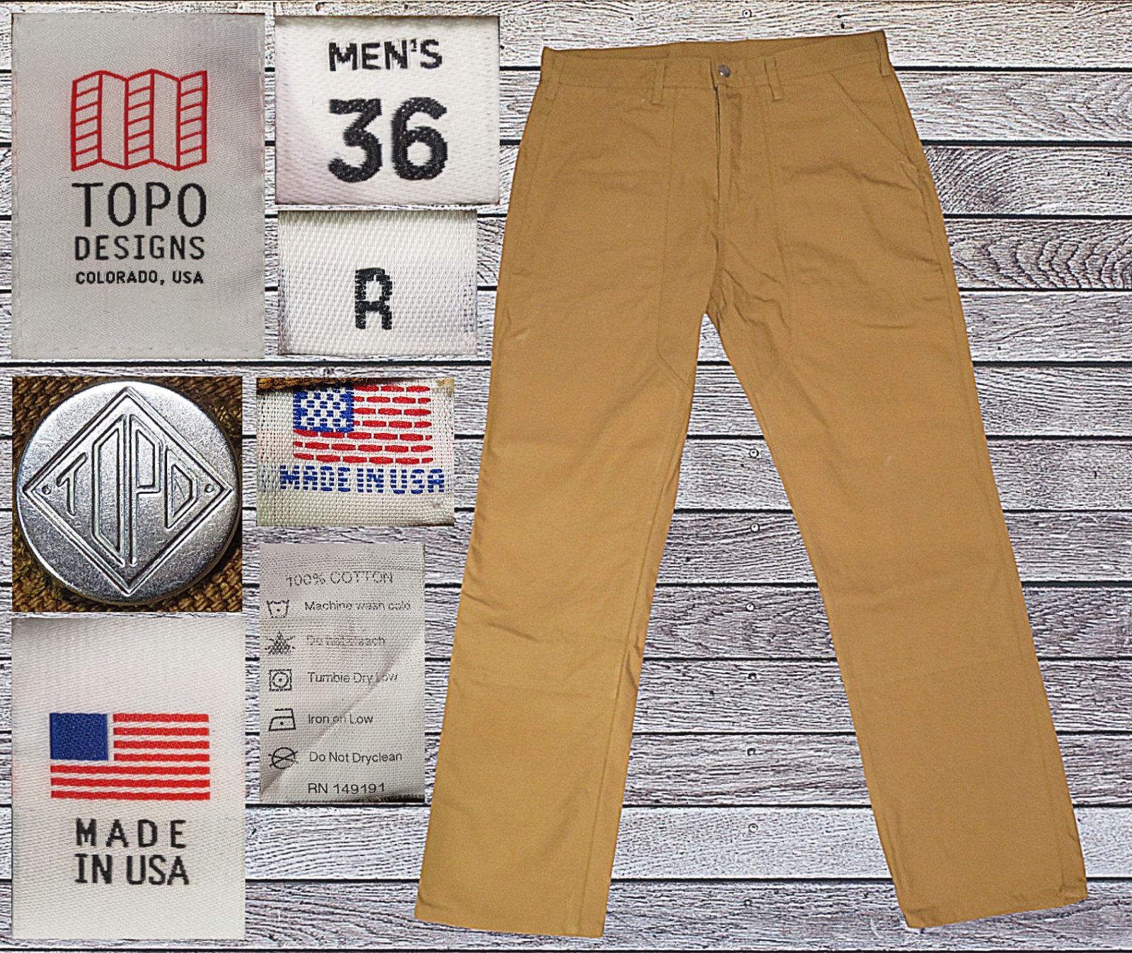 ⚠️⚠️ USA製 W36 TOPO DESIGNS ブラウン ダック ダブルニー ワークパンツ ダックパンツ ペインターパンツ ベイカーパンツ アメリカ製