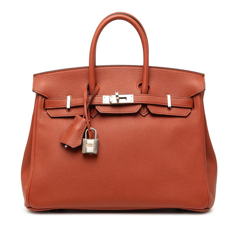 エルメス バーキン25 ハンドバッグ 内縫い オレンジ系 シルバー金具 トリヨンノビーヨ レディース HERMES【1-0274293】