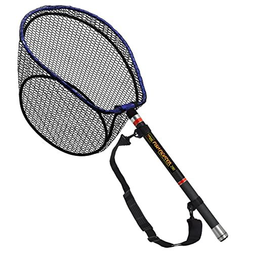【新品】玉網 伸縮 ランディングネット ラバーネット タモ網 4つ折り枠 オーバル型 すくい網 カーボン製タモの柄