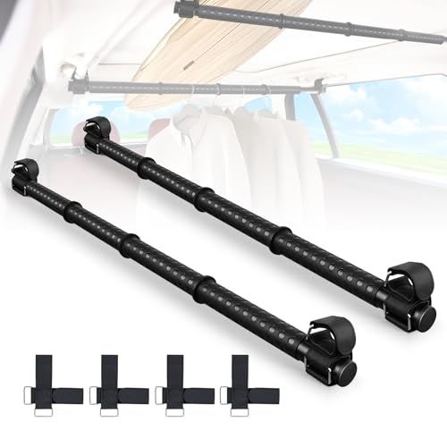 【新品】車用ハンガーバー インテリアバー 長さ調整可能 83cm?156cm 工具不要 取付簡単 滑り止め 伸縮ロッド 懸垂衣類ハンガー 車内 釣り竿（ロッド）/スノーボード/スキー板/サーフボード/テント車用インテリア バー (2本セット)