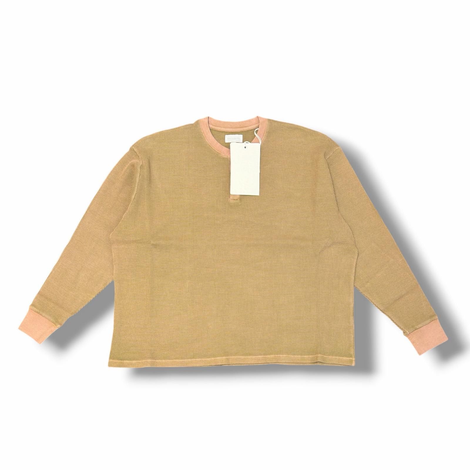 参考上代20900円 未使用 KANEMASA PHIL. 18G Garment Dye Waffle ガーメントダイワッフル サーマル 長袖Tシャツ カットソー カネマサフィル KM25A-012 BEIGE(WILLOW GREEN) M