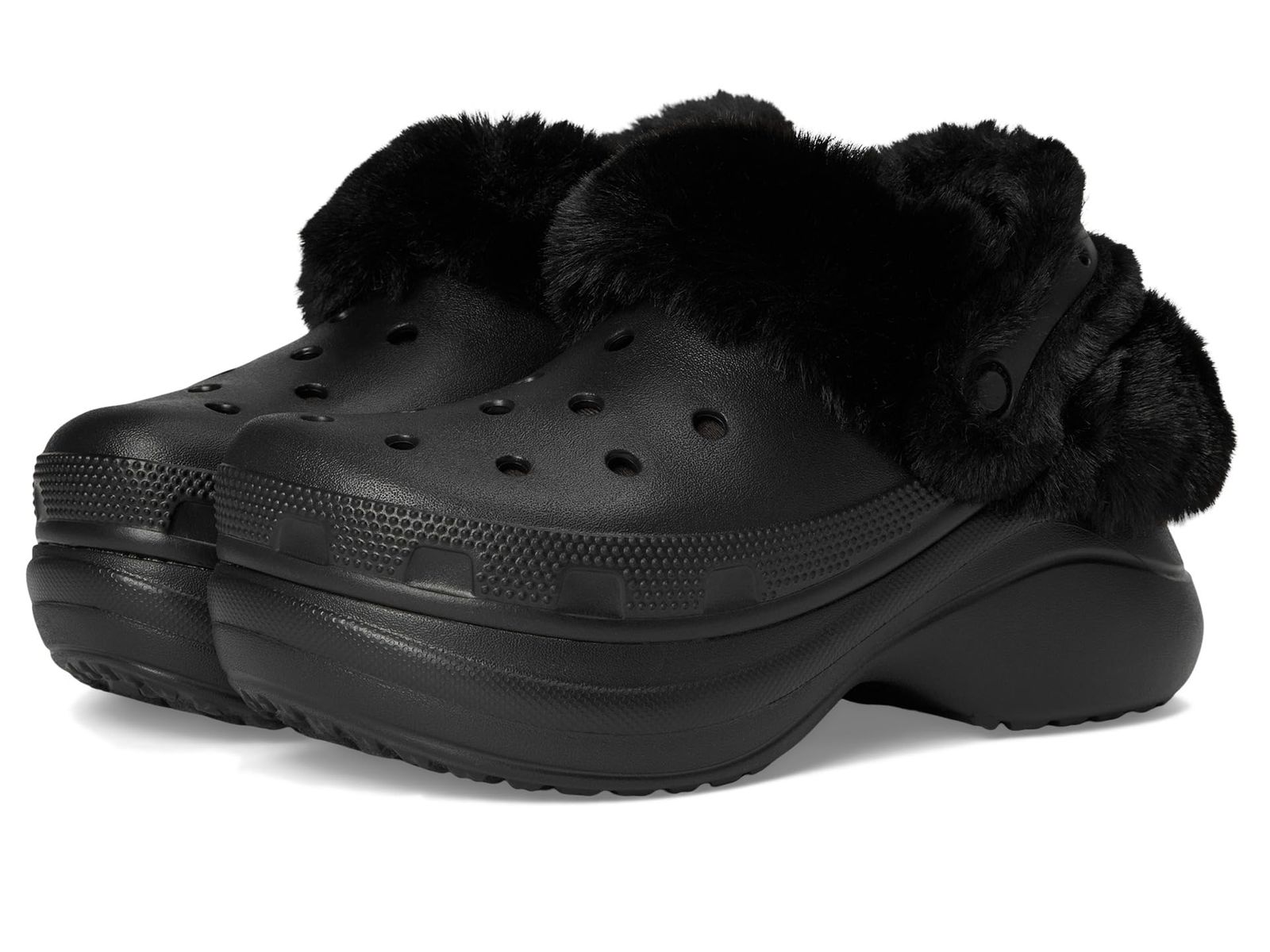 Crocs (クロックス) レディース Bae 裏地付きクロッグ、ファジープラットフォームスリッパ, ブラック, 25.0 cm [ブラック] [25.0 cm]