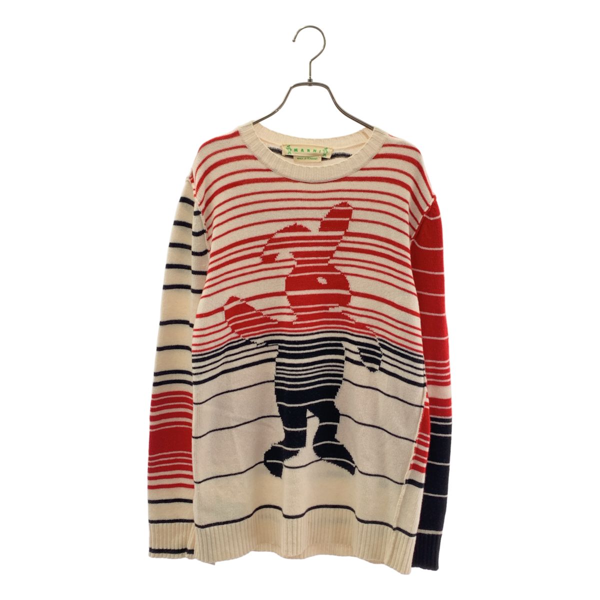 MARNI / マルニ | DANCE BUNNY SWEATER / ウール カシミヤ混 ラビット バイカラー ボーダーニット | 42 | レッド/ブラック | レディース