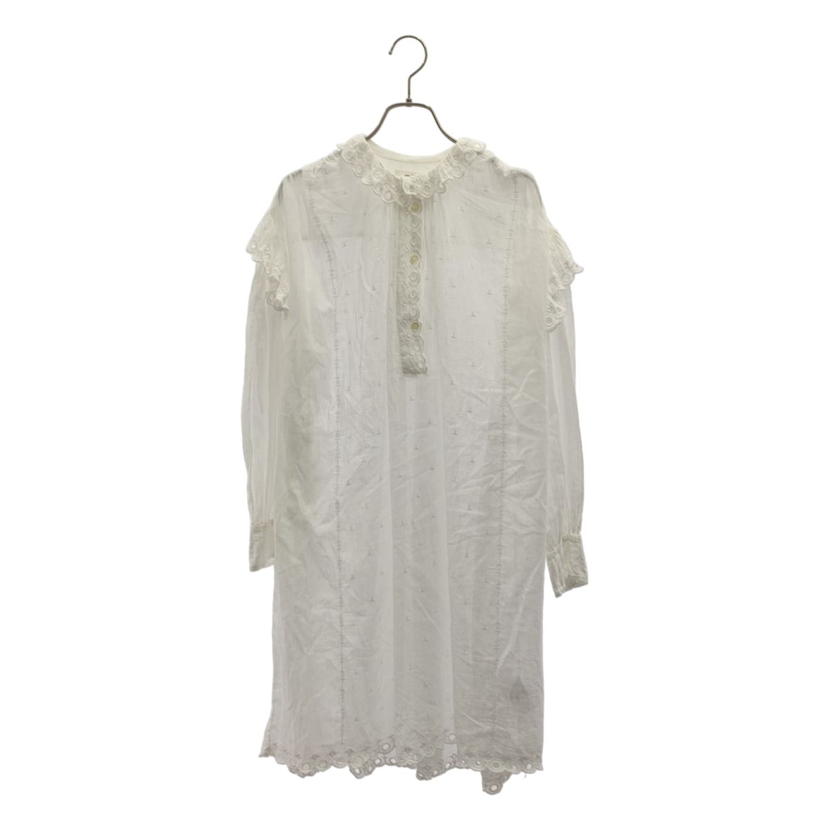 ISABEL MARANT ETOILE / イザベルマランエトワール | コットン レース刺しゅう ロングブラウス | 34 | ホワイト | レディース