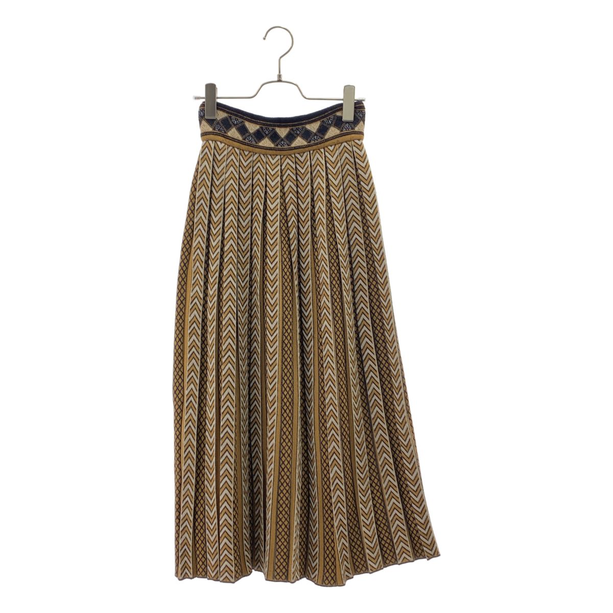 Mame Kurogouchi / マメクロゴウチ | Pleated Knitted Skirt プリーツ ニットスカート | 1 | ブラウン | レディース