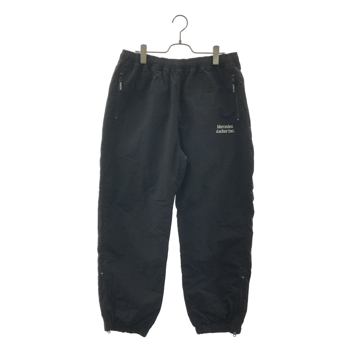 【美品】 MERCEDES ANCHOR INC. / メルセデスアンカーインク | ナイロン ロゴ ドローストリング 裾ジップ パンツ | L | ブラック | メンズ