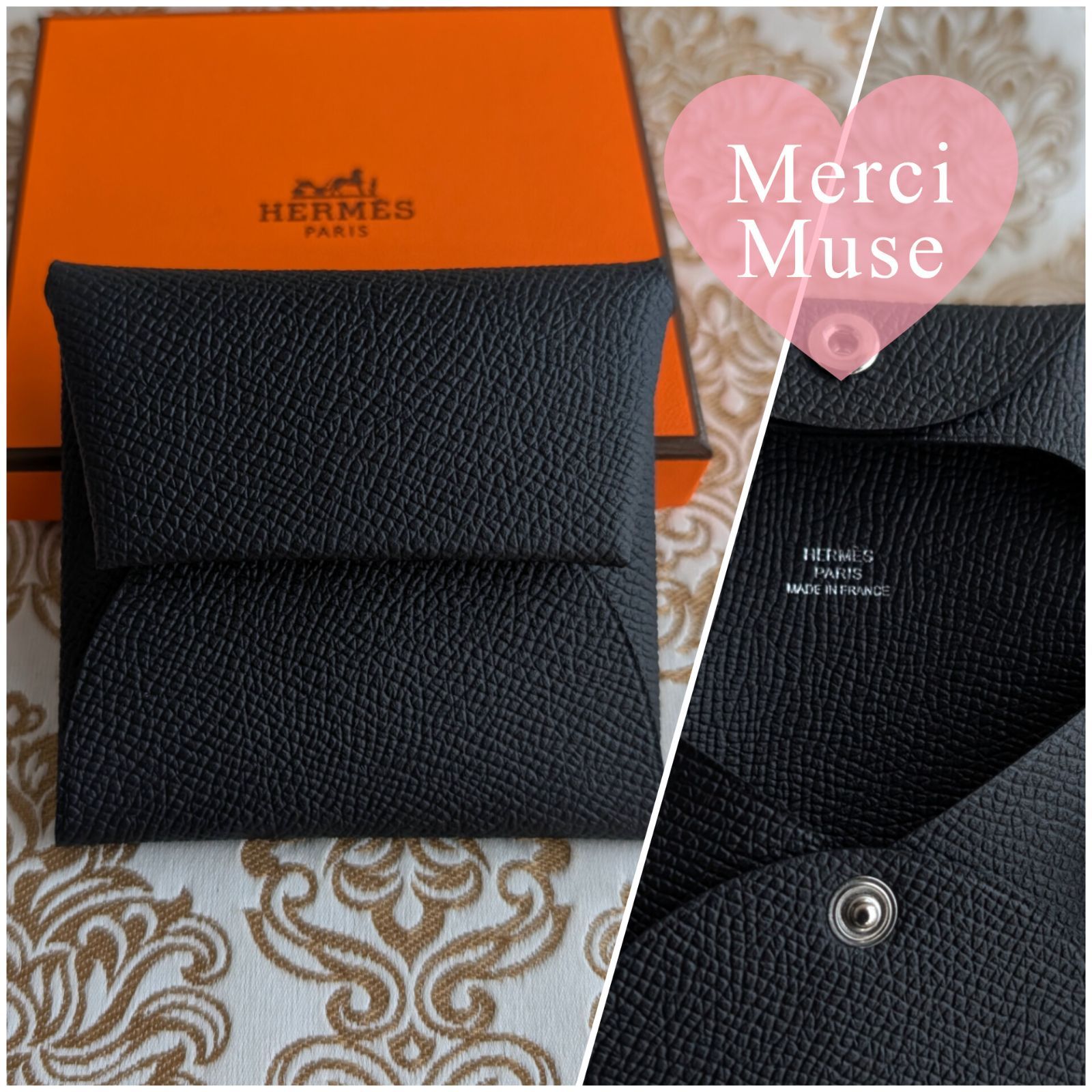 ❤未使用品❤バスティア コインケース ブラック エプソン エルメス 箱付 Ｗ刻印 MerciMuse メルシーミューズ