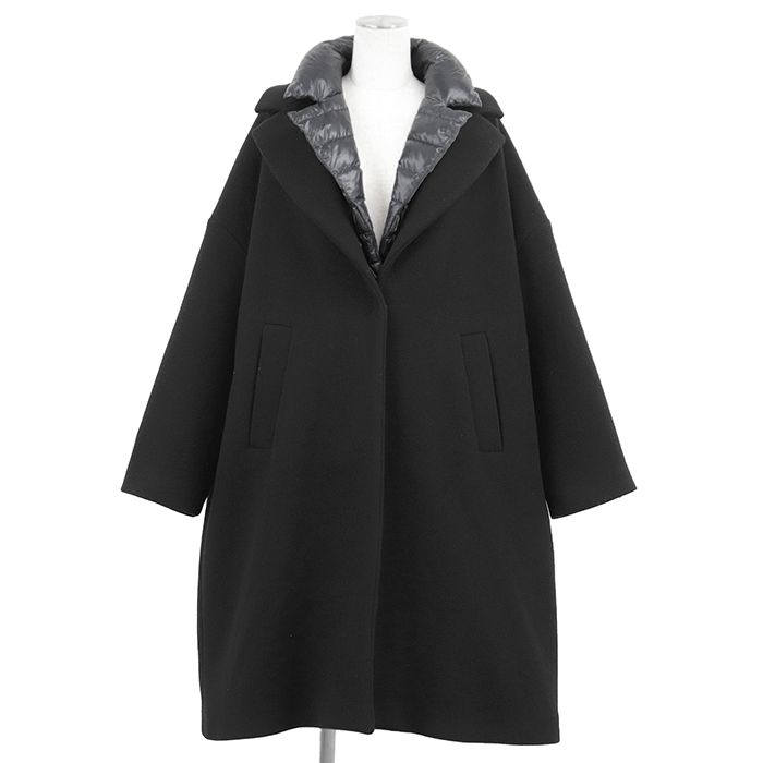 【未使用】Herno Resort ヘルノ リゾート ダウンコンビコート サイズ 42 レディース ロゴ ボタン 3WAY デタッチャブル ダウンライナー取外可 防寒 アウター ライナー付属 ブラック 黒 イタリア製