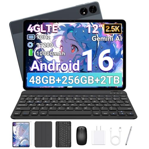 【Android16 タブレット 12インチ】TABWEE T60 アンドロイド16 タブレットPC、48GB+256GB+2TB拡張、2.5K IPS大画面 2400×1600解像度 90Hz、Widevine L1+Netflix対応、T aad68b13