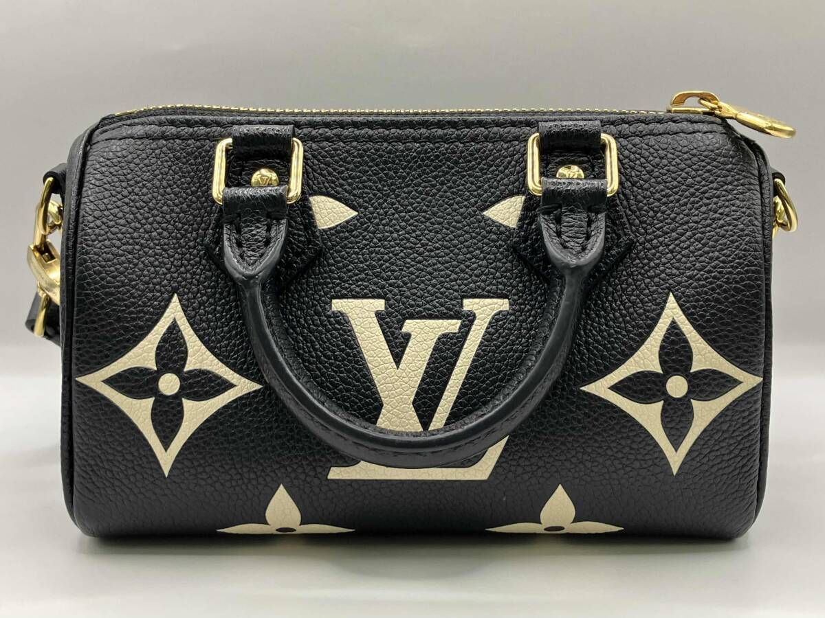 本体のみ LOUIS VUITTON ルイ・ヴィトン M81456 モノグラム・アンプラント ナノ・スピーディ バイカラー ハンドバッグ