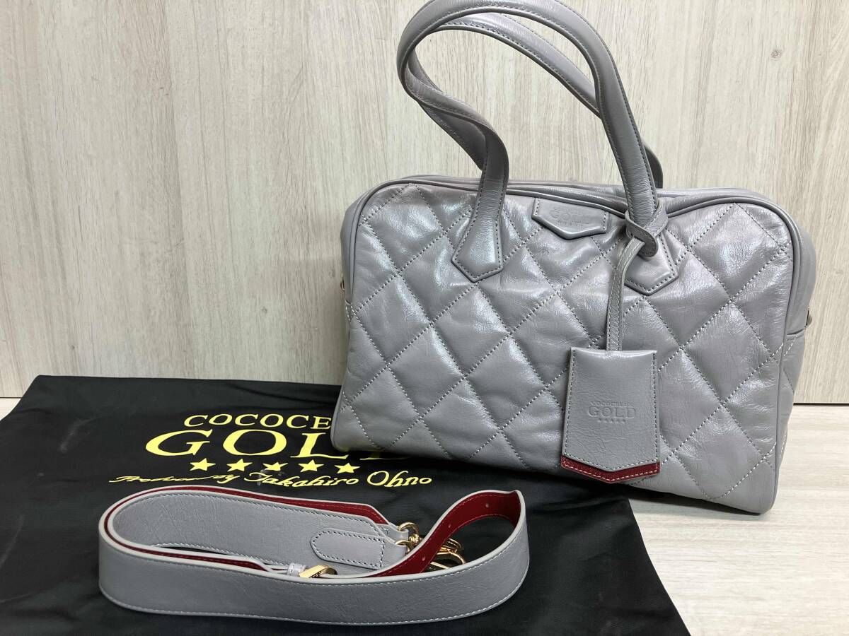 COCOCELUX GOLD ココセリュックスゴールド ハンドバッグ 2way グレー キルティング