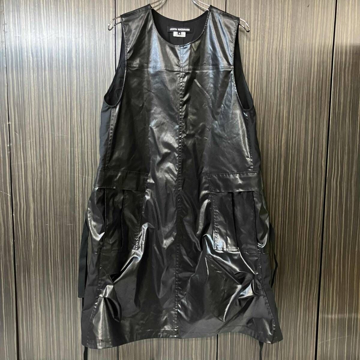 25ss JUNYA WATANABE ノースリーブワンピース 素材切替ポケットロングワンピース Sサイズ ブラック JO-O013 ジュンヤワタナベ