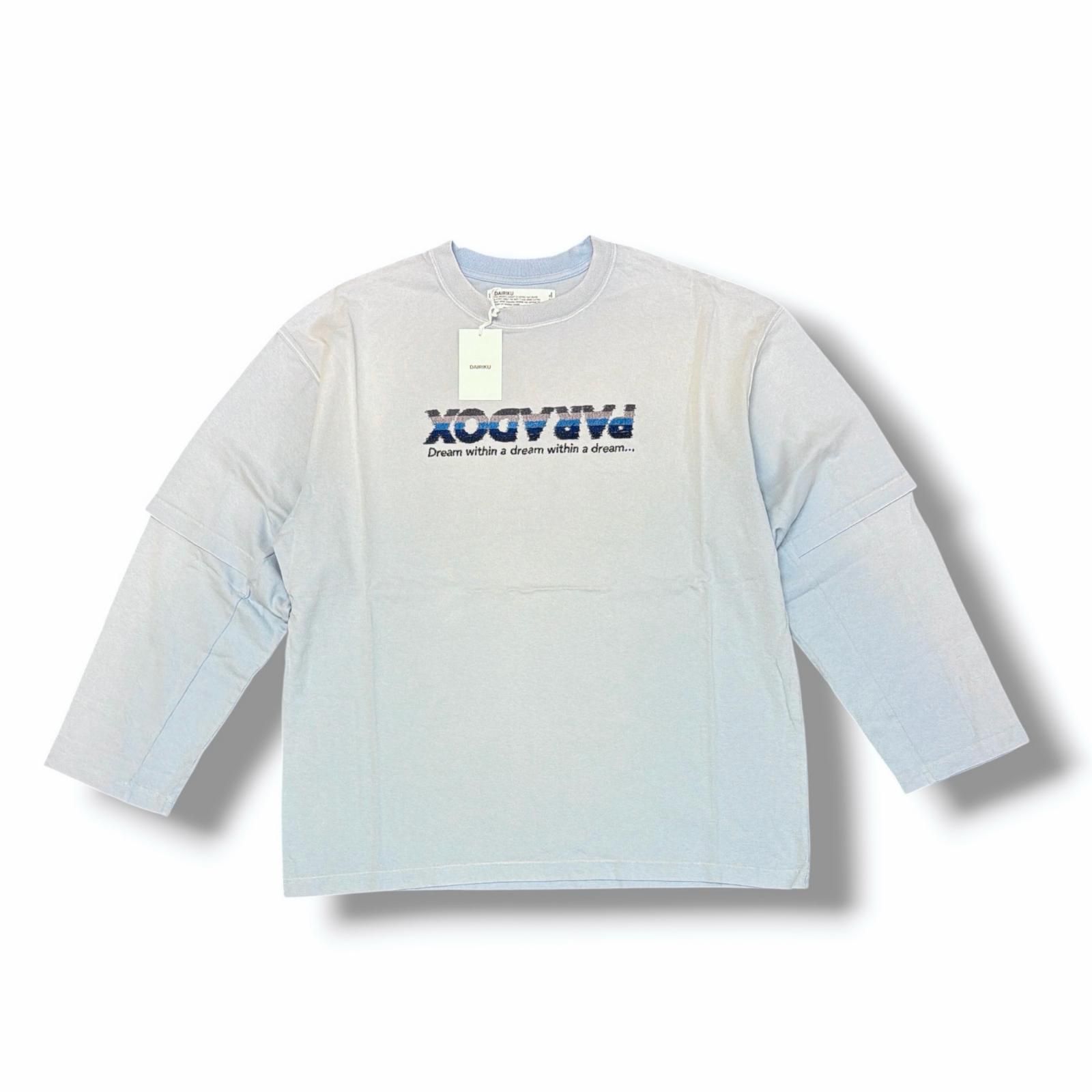 参考上代35200円 未使用 DAIRIKU PARADOX Embroidery Switching Tee パラドックス刺繍スイッチングTシャツ 長袖カットソー ダイリク 25AW C-4 Aqua L （16935M）