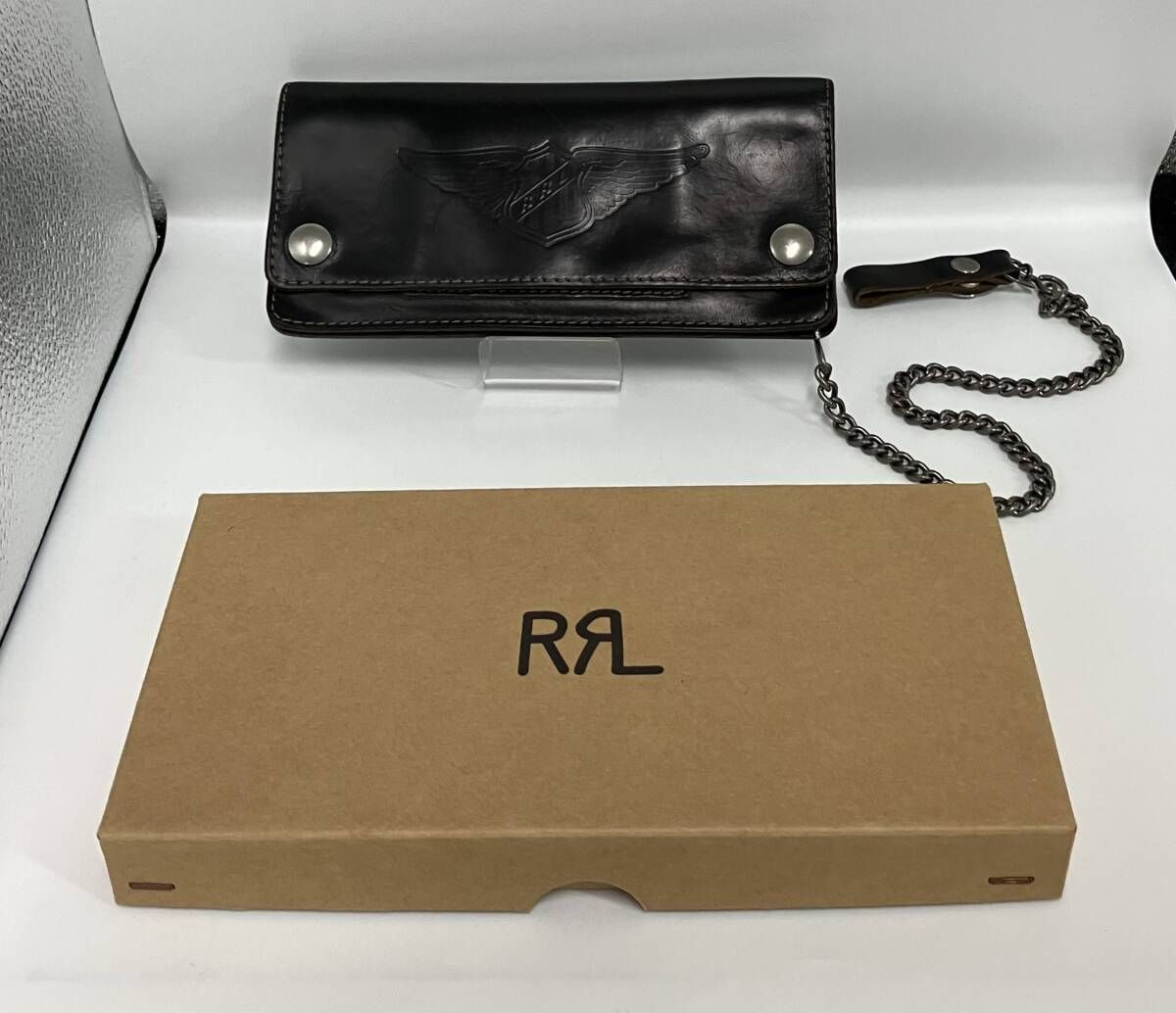 RRL ダブルアールエル RALPH LAUREN ラルフローレン 長財布 DOUBLE RL チェーンウォレット レザーポケット破損部分有 アメリカンカジュアル
