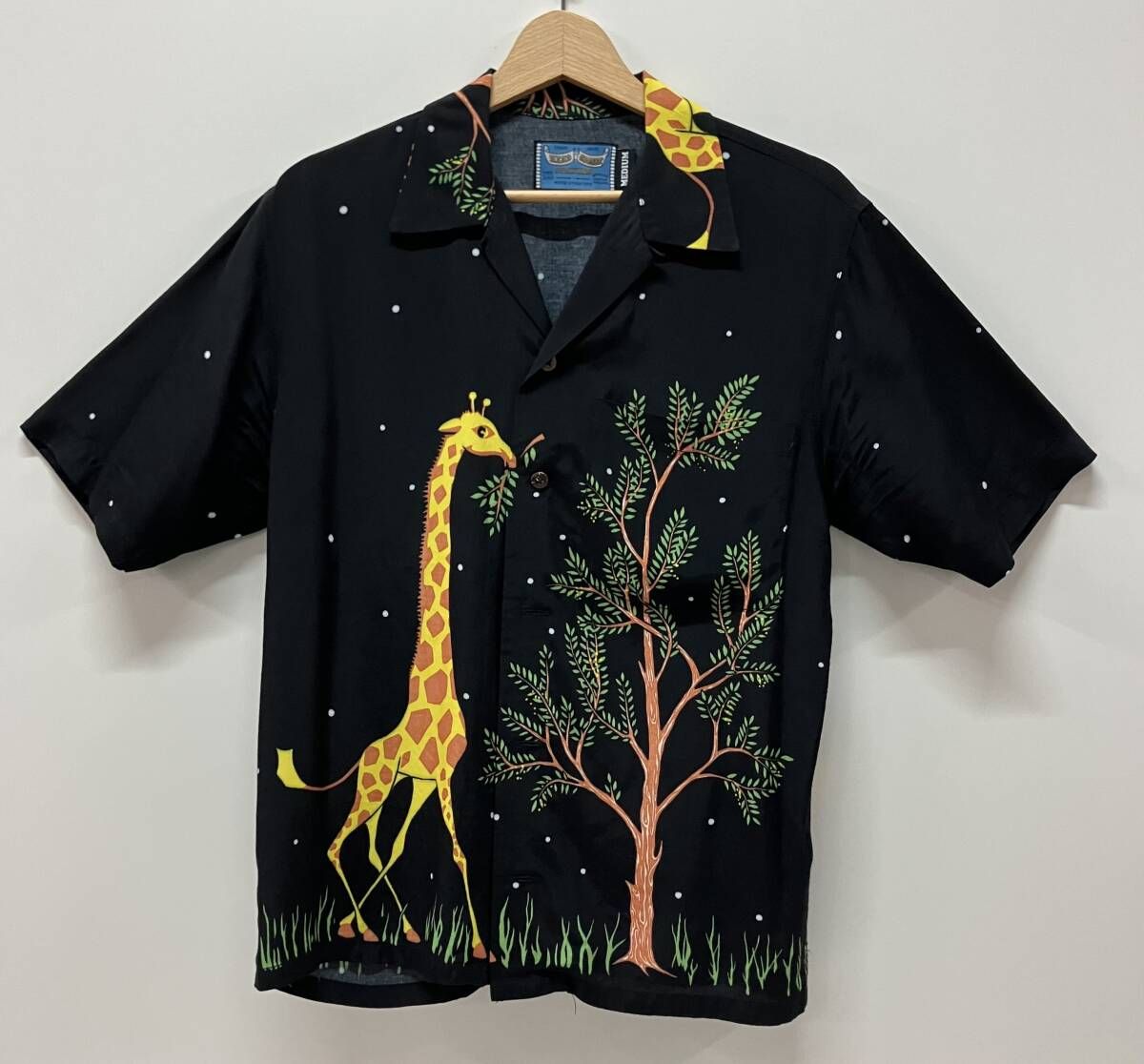 HEADGOONIE ヘッドグーニー アロハシャツ AFRICAN GIRAFFE ALOHA アフリカン ジラフ アロハ サイズM ブラック 日本製