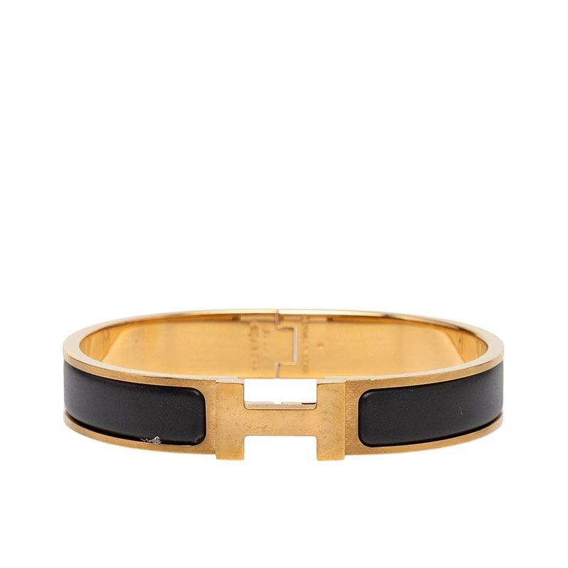 エルメス クリックH PM ブレスレット ゴールド ブラック メッキ レディース HERMES【1-0274181】