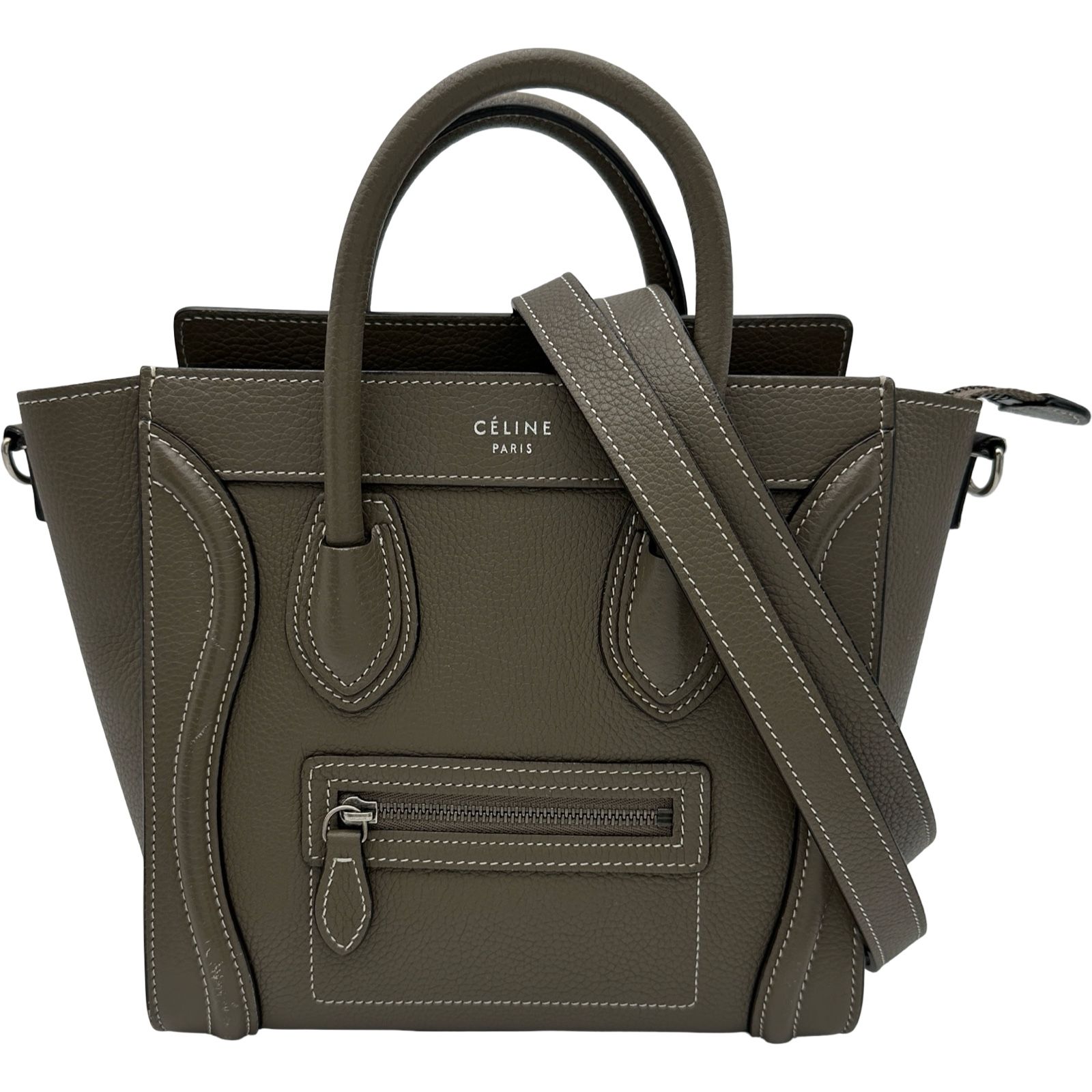 セリーヌ CELINE ラゲージナノショッパー 168243 スリ シルバー金具 ドラムドカーフスキン レディース ショルダーバッグ