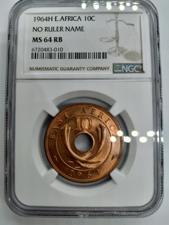 NGC MS64RB 1964H 東アフリカ 10セント