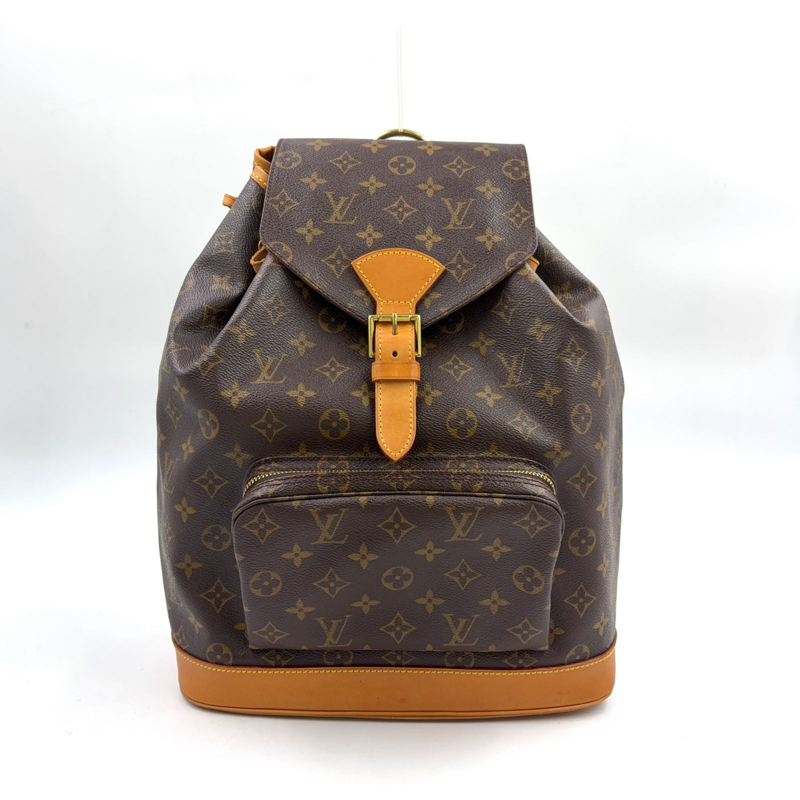 【新着】LOUIS VUITTON モンスリGM モノグラム モノグラム レザー、PVC ブラウン、ライトブラウン バックパック ゴールド M51135