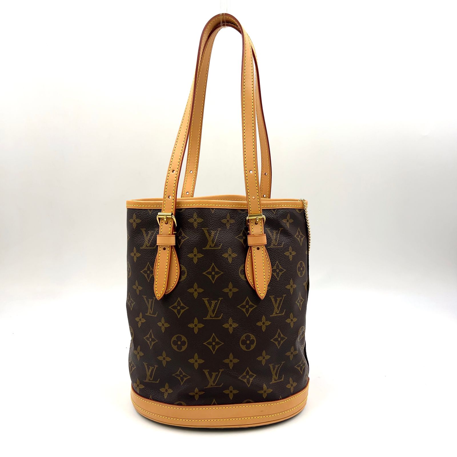 【新着】LOUIS VUITTON バケットPM モノグラム モノグラム レザー、PVC ブラウン、ライトブラウン ショルダーバッグ ゴールド M42238