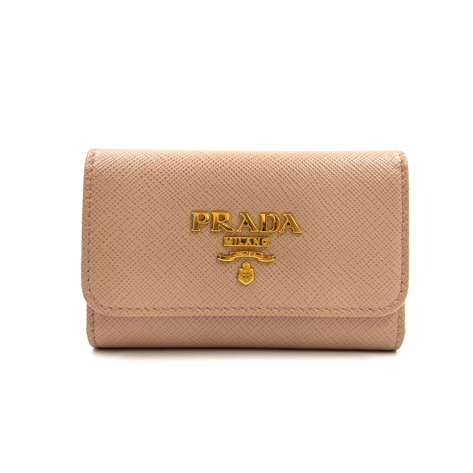 【新着】PRADA SAFFIANO METAL サフィアーノレザー ピンクベージュ キーケース ゴールド 1PG004