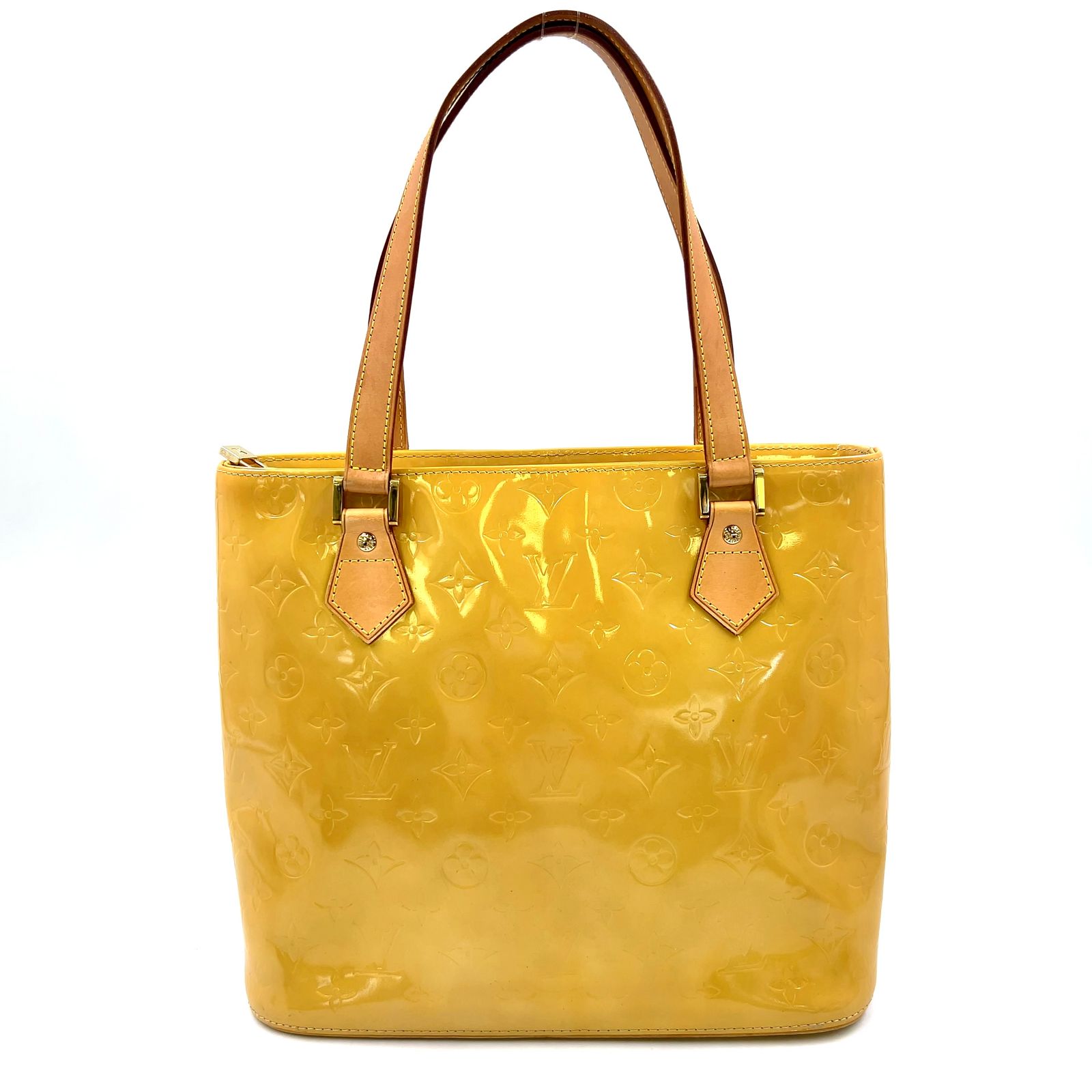 【新着】LOUIS VUITTON ヒューストン モノグラムヴェルニ モノグラムヴェルニ ジョーヌ エナメル イエロー トートバッグ ゴールド M91121