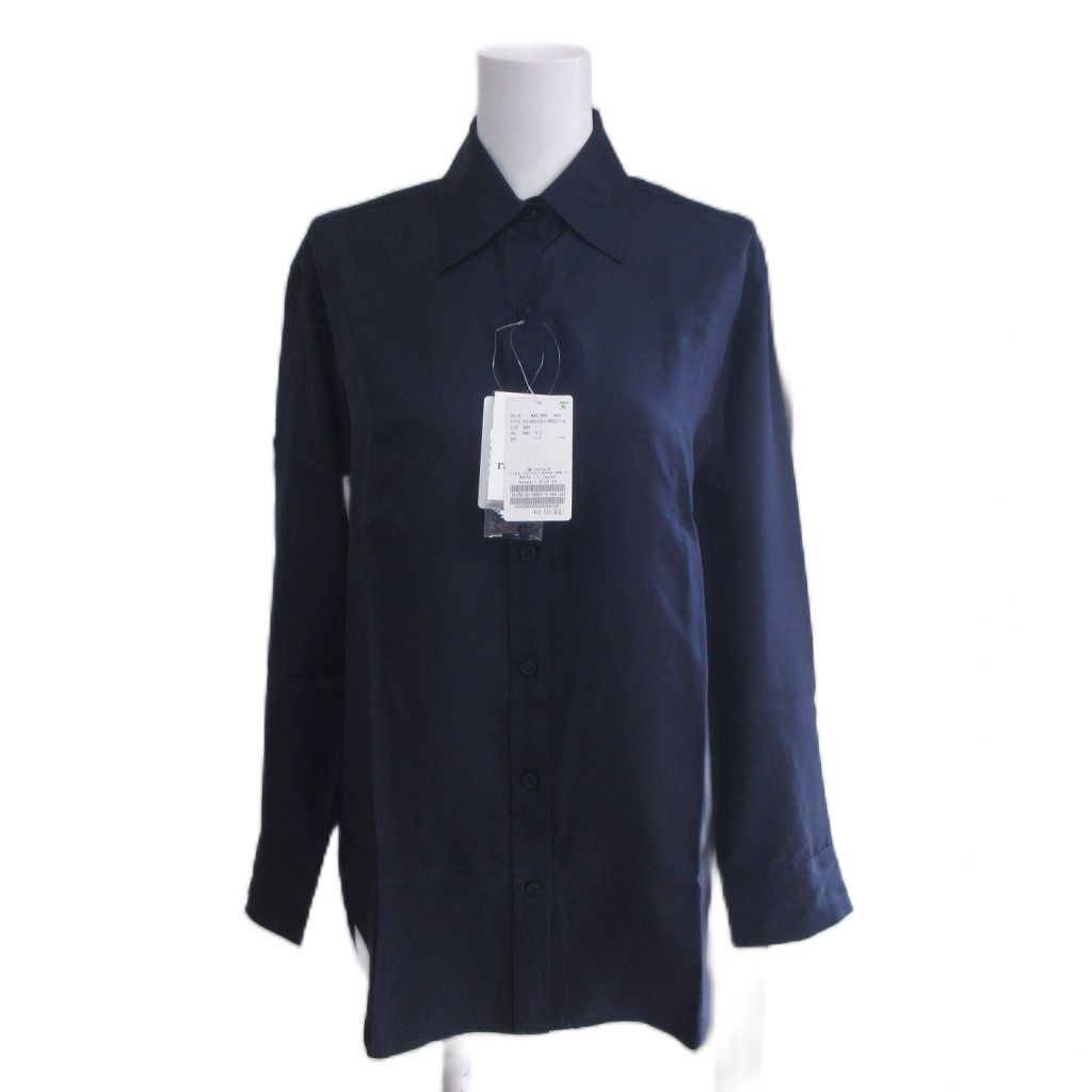 ラスパイユ raspail タグ付 25SS SILK シャツ シルク 長袖 ドゥーズィエム クラス取扱 F 紺 ネイビー