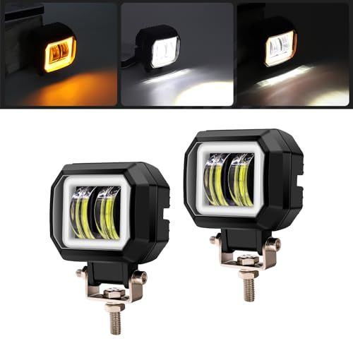 【新品】LEDバイクヘッドライト 、フォグランプ 車、補助灯、バイク フォグランプ、オートバイ補助フォグランプ 、作業灯、12V 24V 防水 バイク用ヘッドライト補助灯、電気自転車 オフロード ボート汎用（イエロー）